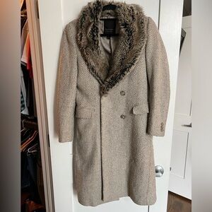 Gianni Feraud Wool Coat with Fur Collar